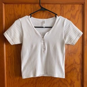 White Ribbed Crop Top